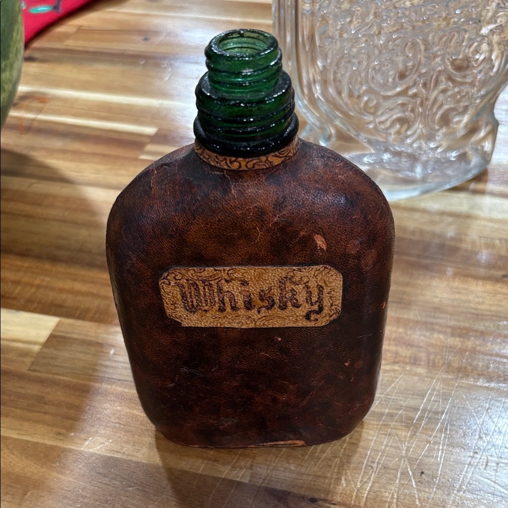 Vintage Brown Leather Whisky Bottle